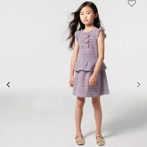 Janie and Jack Houndstooth Plaid Ruffle Ponte Dress Size 8